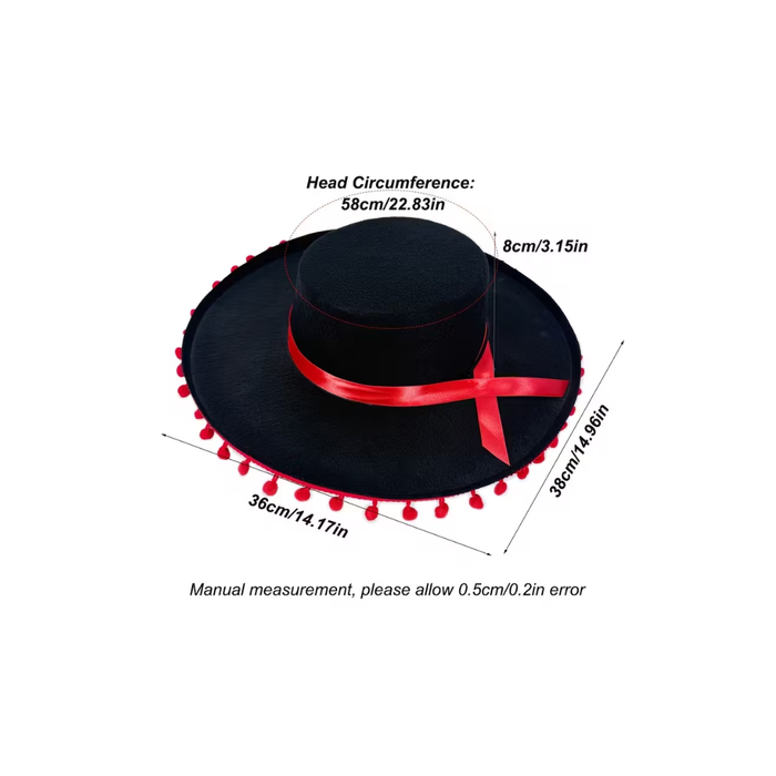 Black Pom Pom Sombrero Party Hat