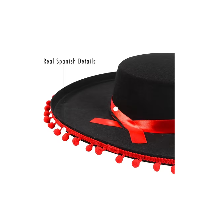 Black Pom Pom Sombrero Party Hat