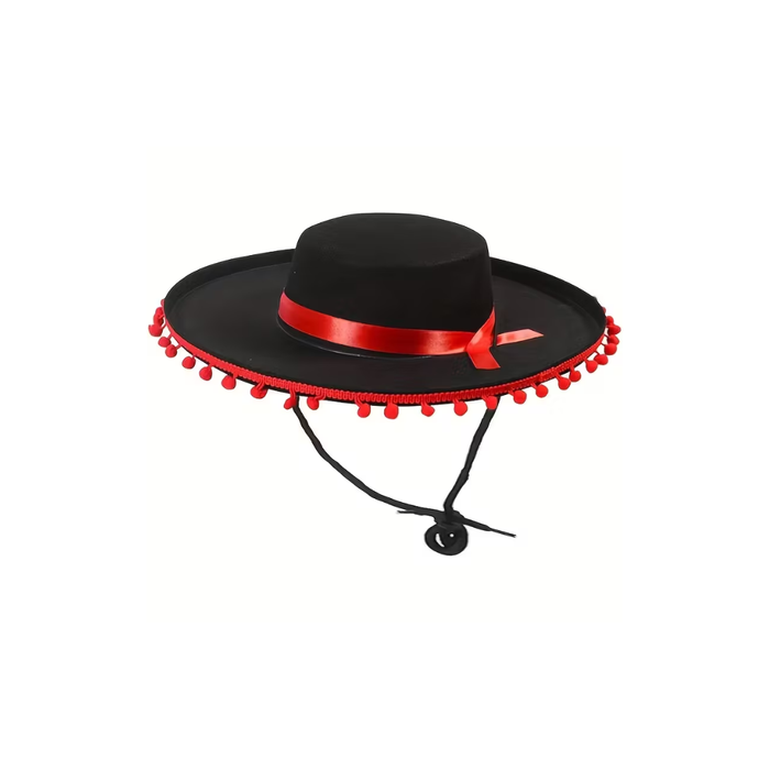 Black Pom Pom Sombrero Party Hat
