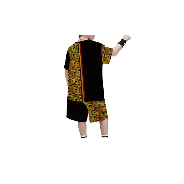 Boys’ African Pattern 3D Print T-Shirt & Shorts Set