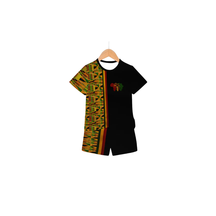 Boys’ African Pattern 3D Print T-Shirt & Shorts Set