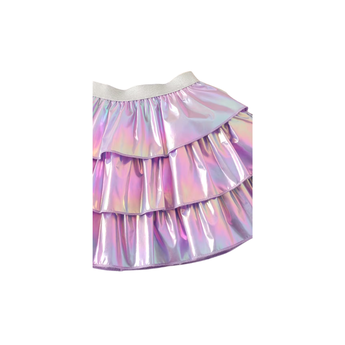 Girls’ Purple Flared Layered Ruffled Skirt