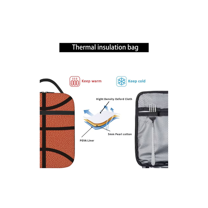 Basketball Print Insulated Thermal Lunch Bag
