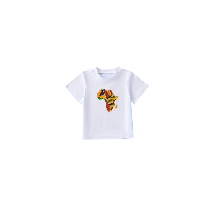 Girls’ African Outfit – White Top & Colorful Pants