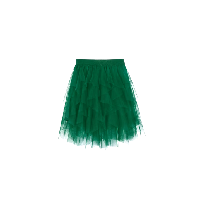 Green Elegant High-Waisted Tulle