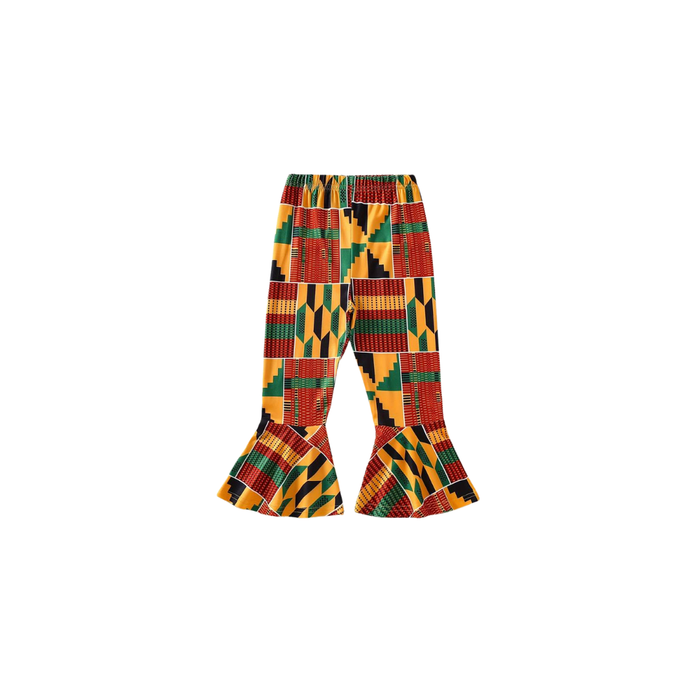 Girls’ African Outfit – White Top & Colorful Pants