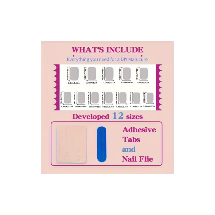 24pcs Holiday French Nail Tips – Short Square