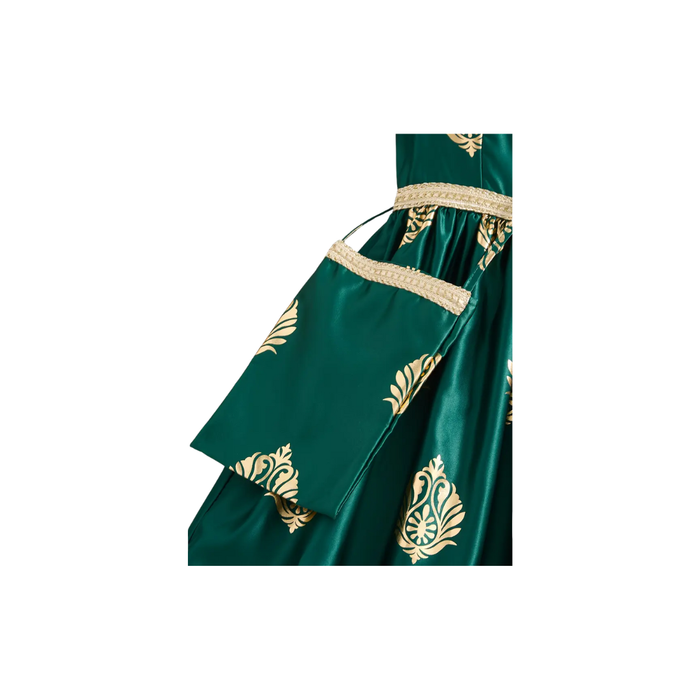 Girls’ Luxury Gulf Style Kaftan – Emerald Green &Gold