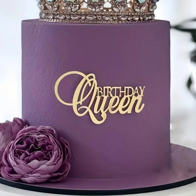 Golden Acrylic "Birthday Queen" Cake Decoration
