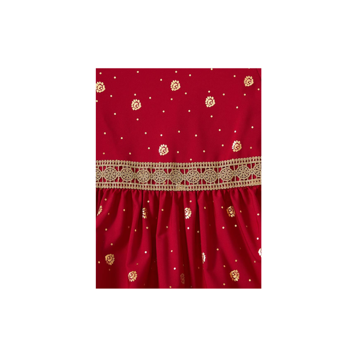 Girls’ Gulf Style Wedding Dress – Red & Gold