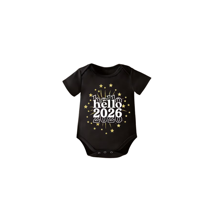 Baby “Hello 2026” Romper  – Golden Stars 9-12 months