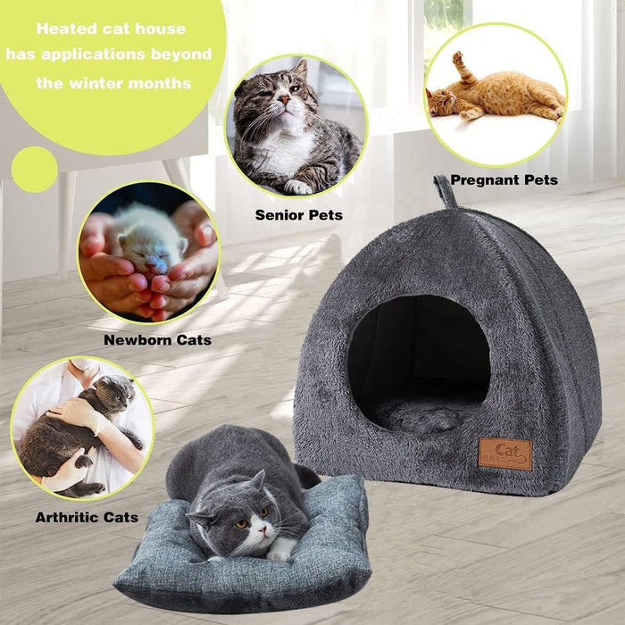 Grey Cat House 2 in 1 Foldable Pet Bed