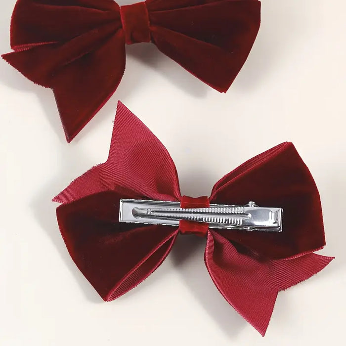 Classic Burgundy Velvet Bow Hair Clip