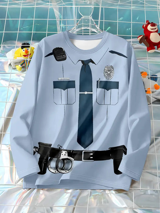 Boys' Police Print Long Sleeve T-Shirt
