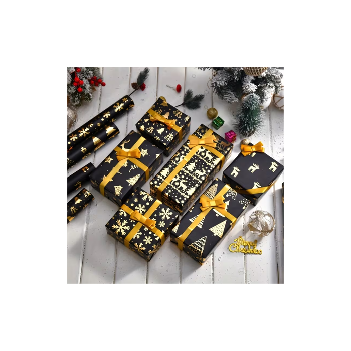 Black & Gold Christmas Wrapping Paper 1pcs