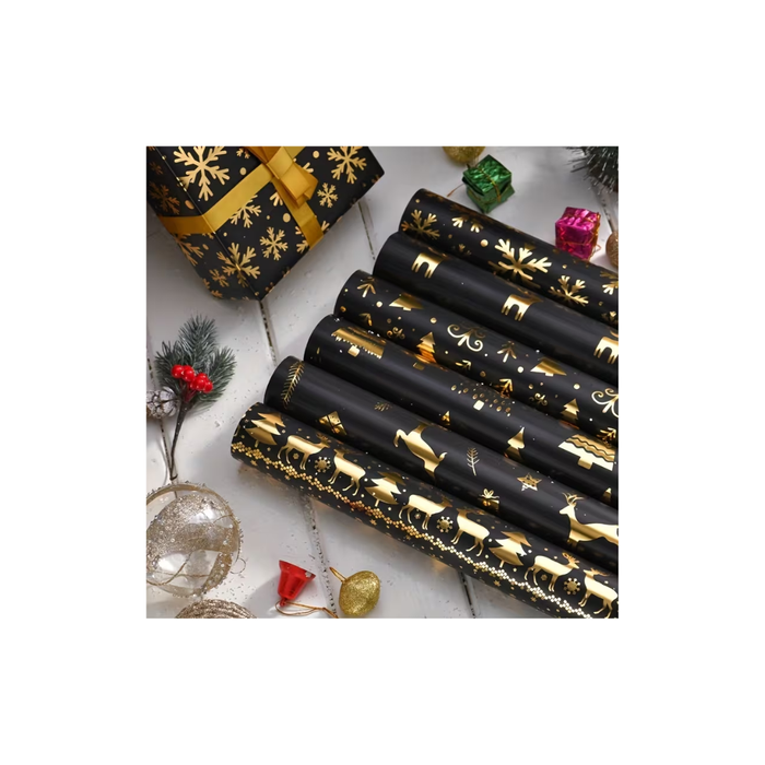 Black & Gold Christmas Wrapping Paper 1pcs