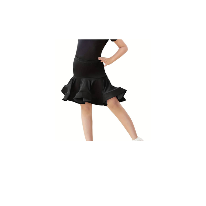 Elegant Black Latin Dance Ruffle Skirt