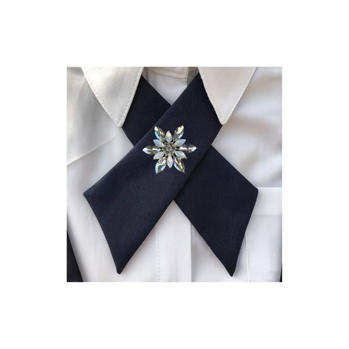 Women’s Elegant Tie with Chest Flower Brooch