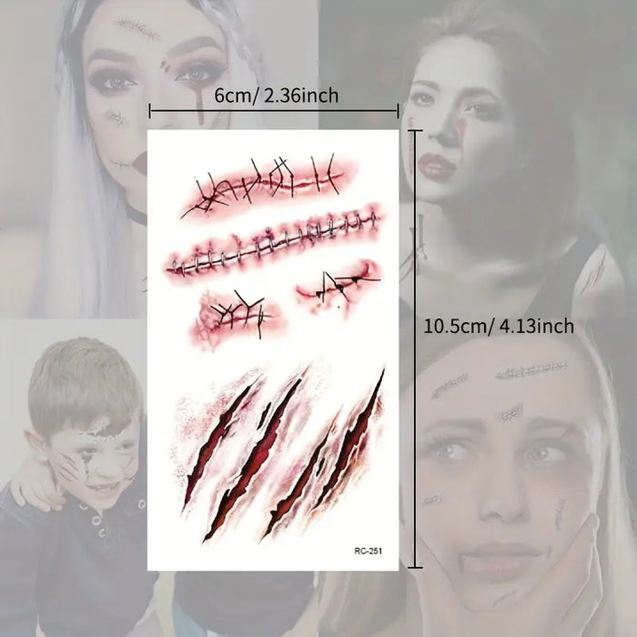 Halloween 3D Fake Scar Tattoos - 12 Sheets