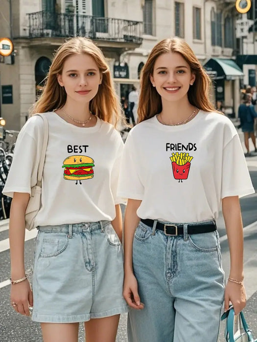 "Best Friends" Burger & Fries Matching Duo T-Shirts