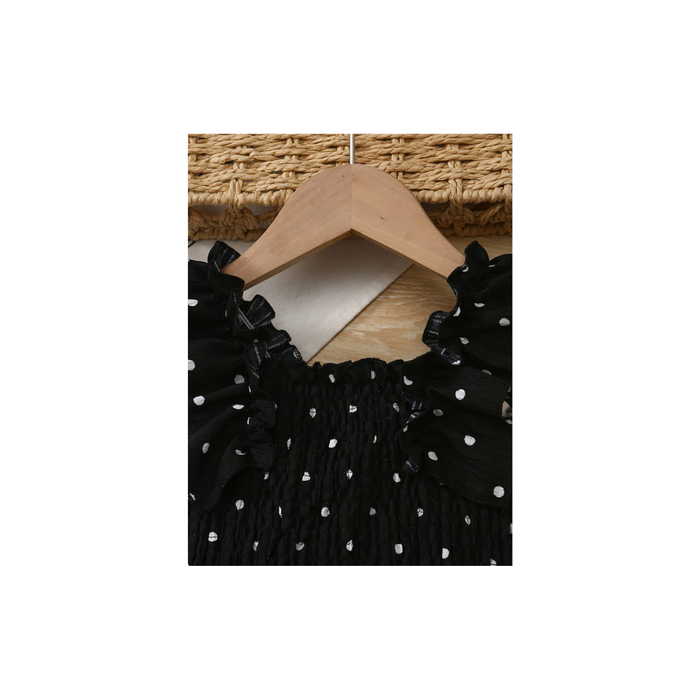 Girls’ Black &amp; White Polka Dot Dress – Spanish/Mexican Bohemian