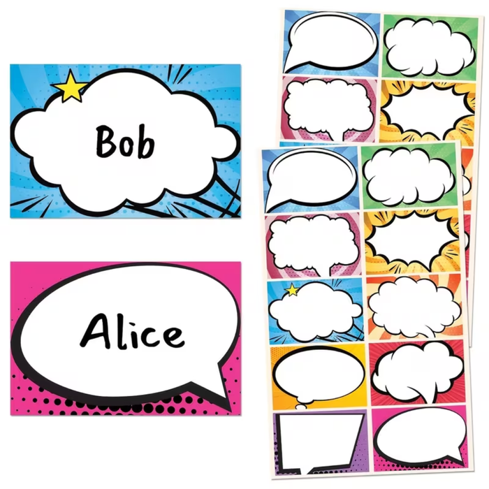 Comic Style Name Stickers