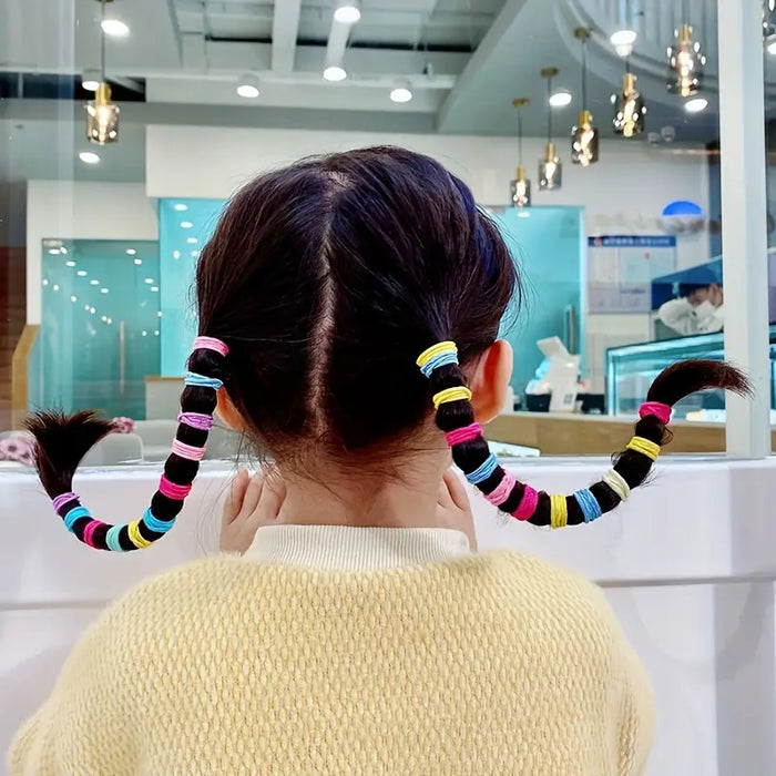 Multicolored Elastic Hair Bands – 100pcs Set
