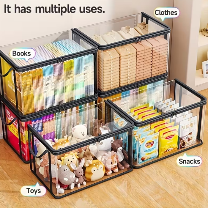 Foldable Clear Storage Organizer with Lid