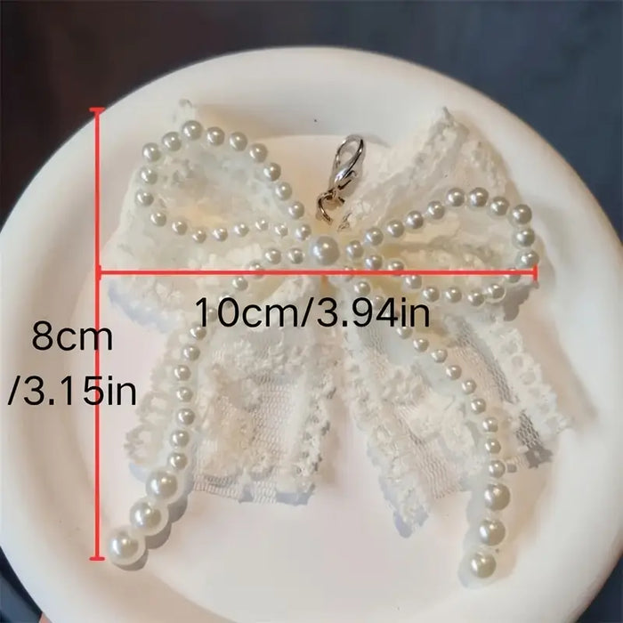 Lace & Faux Pearl Bow Shoe Clips - 1 Pair