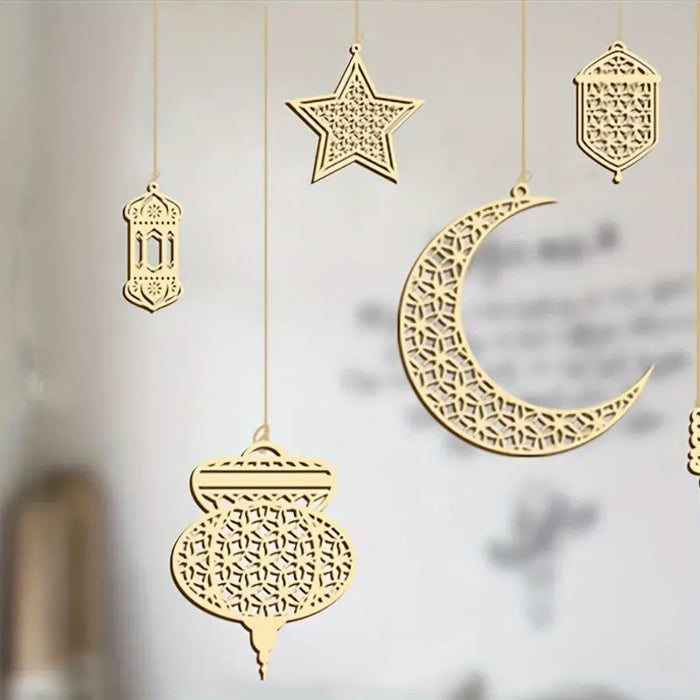 Ramadan & Eid Mandala Wooden Pendant Set – 6pcs