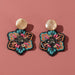 Beaded Flower Charm Drop Earrings