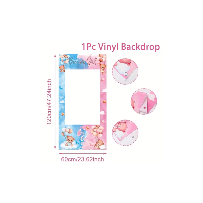 Gender Reveal Photo Frame -Pink & Blue Bear