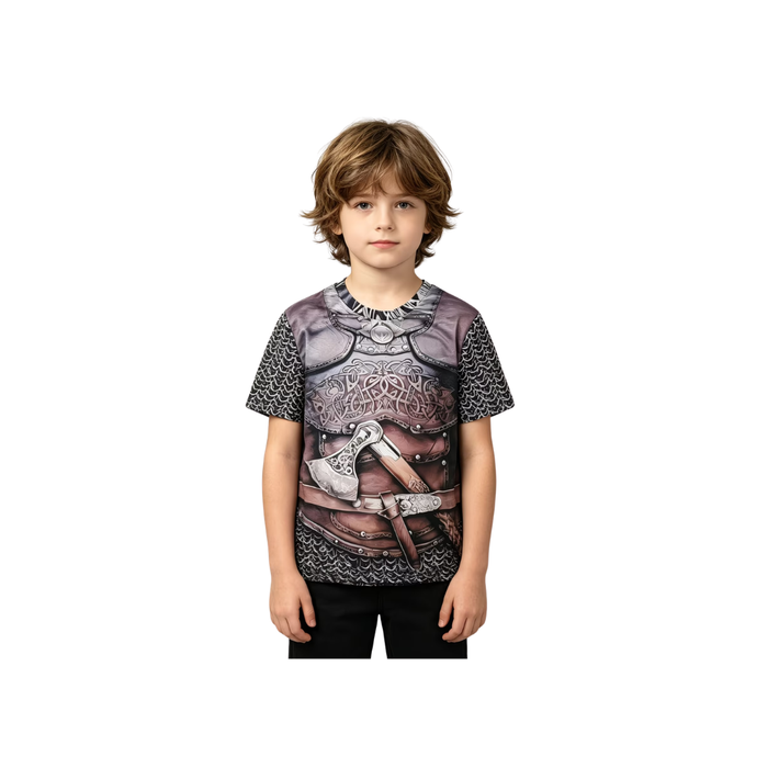 Viking Armor Print Short Sleeve T-Shirt