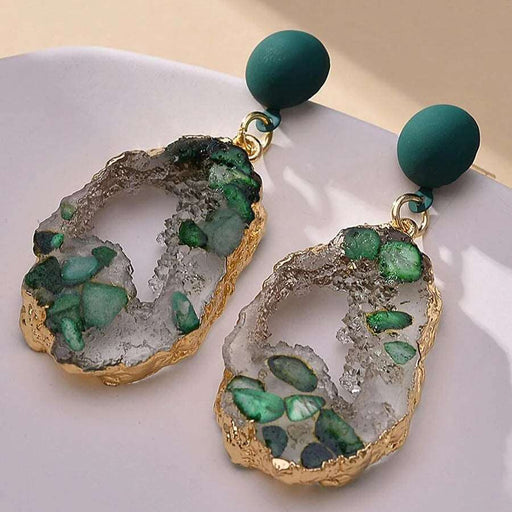 Green Resin Drop Earrings