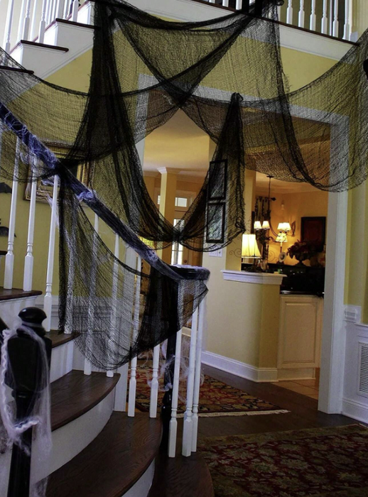 Hanging Black Spider Web Halloween Decoration