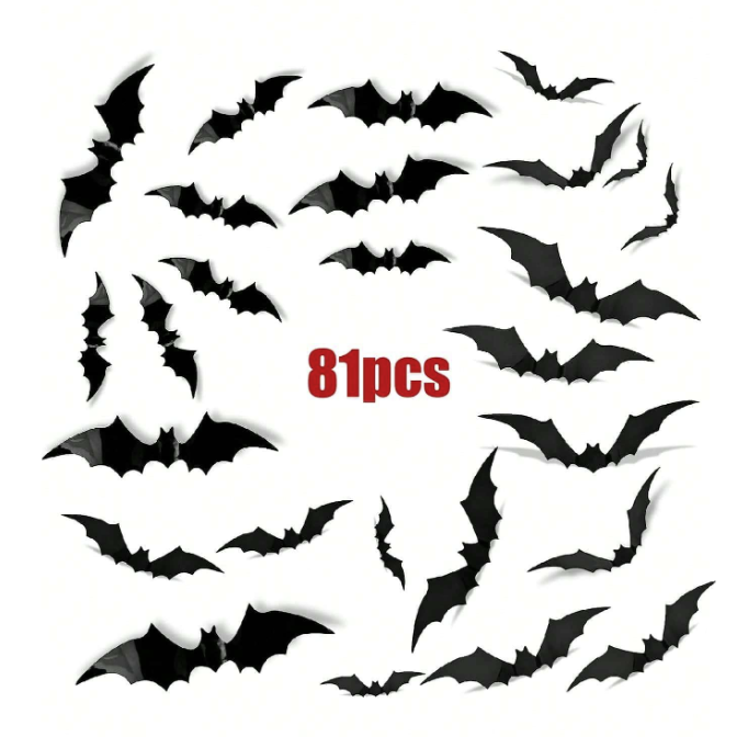 Halloween 3D Wall Decor Bats 81pcs