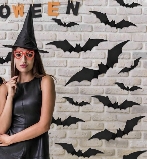 Halloween 3D Wall Decor Bats 81pcs