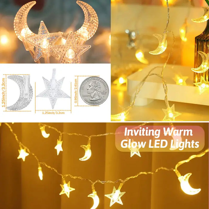 Eid Glow Moon & Stars LED String Light