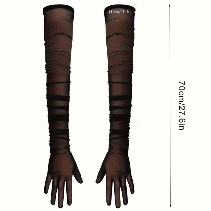 Black Lace Opera Gloves
