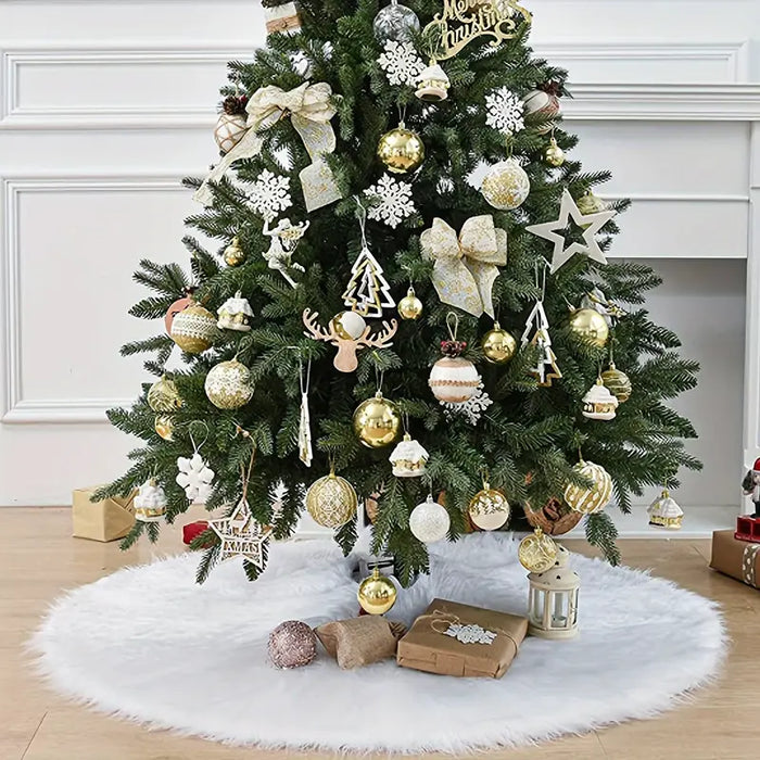 White Plush Christmas Tree Rug