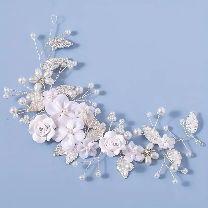 Silvery Pearl Bridal Hair Vine