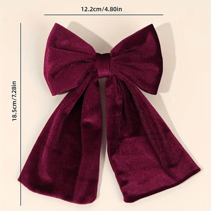 Velvet Large Bow Hair Clip – Burgundy