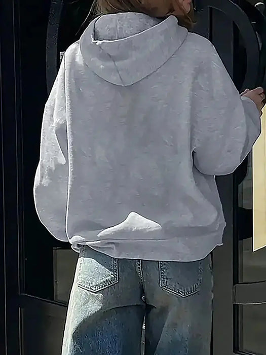 Casual "I Love Qatar" Hoodie Grey Sweatshirt