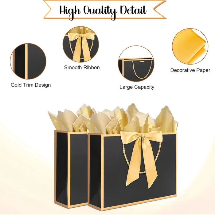 Luxe Black & Gold Gift Bag – 1pc