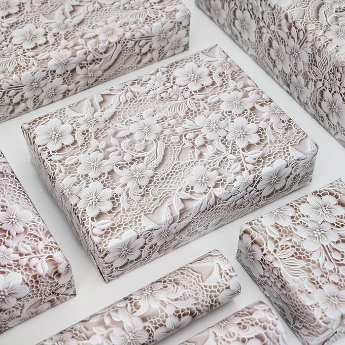 White Lace Floral Wrapping Paper