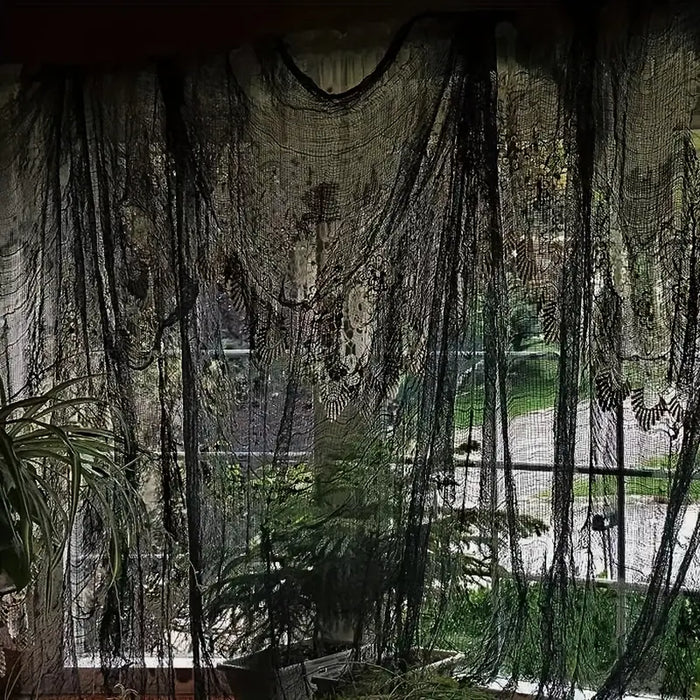 Hanging Black Spider Web Halloween Decoration