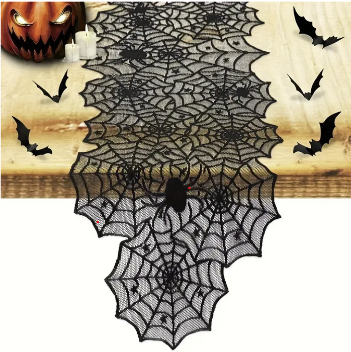 Halloween Spider Web Lace Table Runner